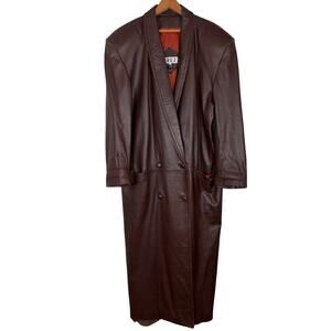 EREZ DArk Brown 100% Leather Long Coat     Size: L